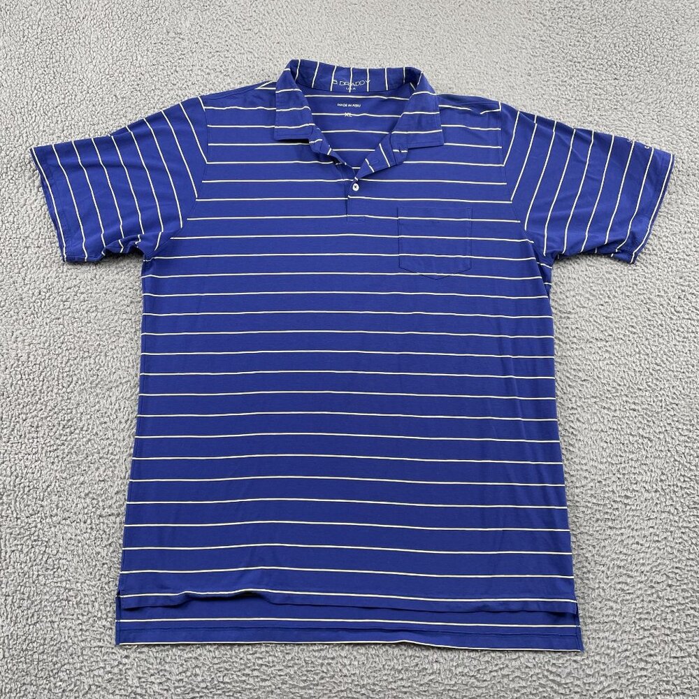 B Draddy Golf Polo Shirt‎ Mens XL Blue Green Striped Casa de Campo Pima Cotton